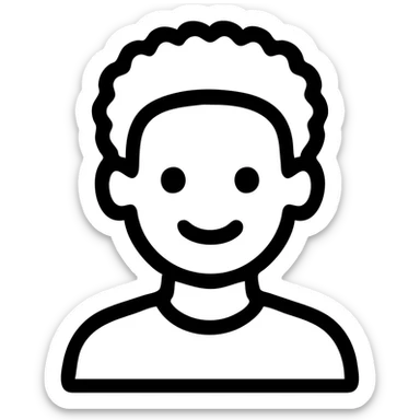 black kid, simple and friendly, outlined icon with no fill sticker