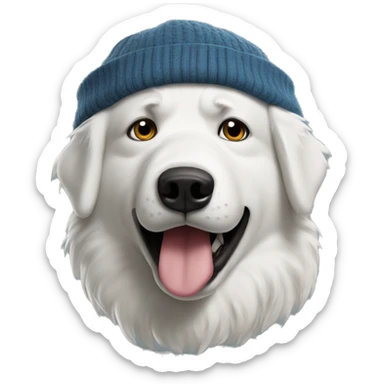 Angry Great Pyrenees in a beany sticker