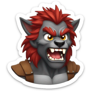 werewolf-with-big-mouth-and-red-hair-furious-fang sticker
