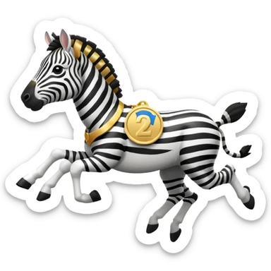 a zebra picking running a marathon with gold medal sticker