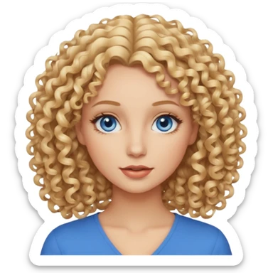 blondynka krecone wlosy i niebieskie oczy obrysowane usta na jasny braz sticker