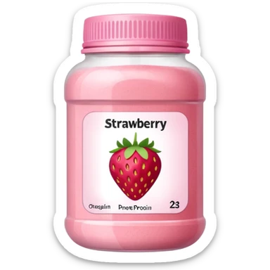 strawberry protein powder jar labeled strawberry picture icon sticker