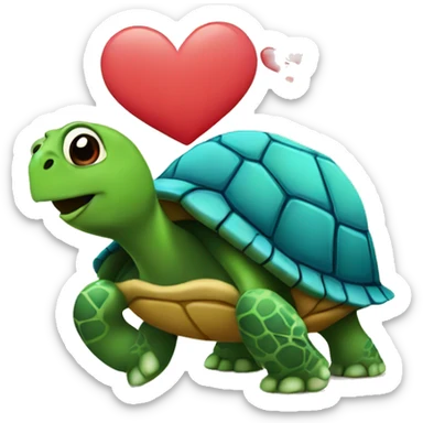 Turtle with hearts sticker