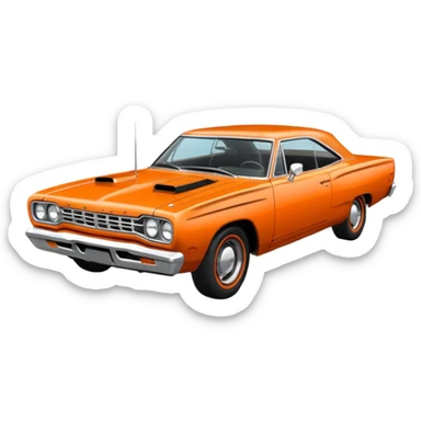 1969 roadrunner car in orange sticker