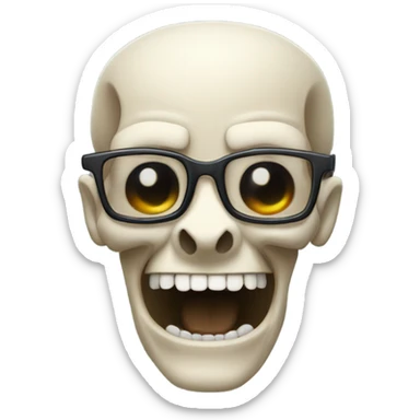 skull nerd emoji sticker