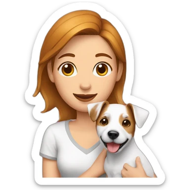 Woman with jack Russell Terrier with a won sticker