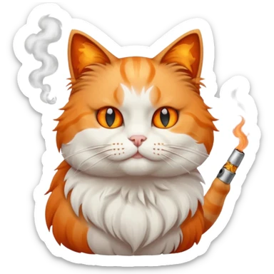 fluffy white and orange cat smoking sticker
