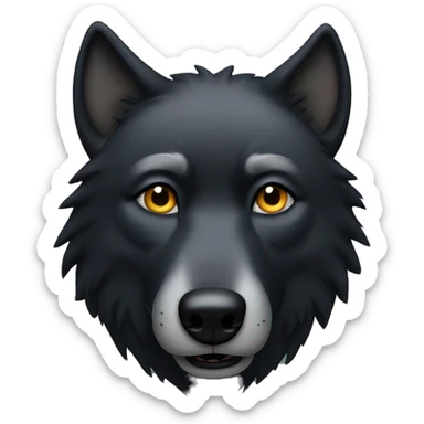 A black wolf head with a cuious expression sticker