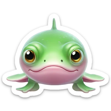 Pink beluga whale with the face of a frog sticker