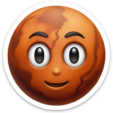 Cinematic Realistic Mars Emoji, portrayed with rugged, rust-colored landscapes, deep canyons, and swirling dust storms rendered with lifelike texture and an orange-hued glow that evokes the enigmatic allure of the Red Planet. sticker