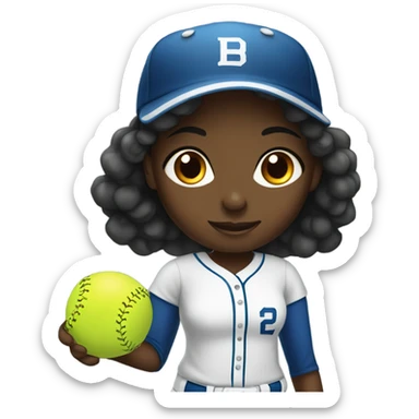 Black girl with softball sticker