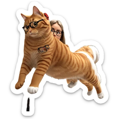 girl with glasses and cat sticker
