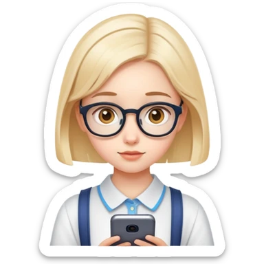 a cute girl who is curious for knowledge, learning more about ai, a bit nerdy but cute at the same time  sticker