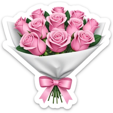 bouquet of pink roses beyaz paketli sticker