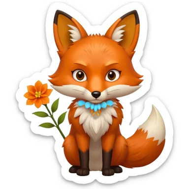 stojący z kwiatkiem lisek który jest wściekły  sticker