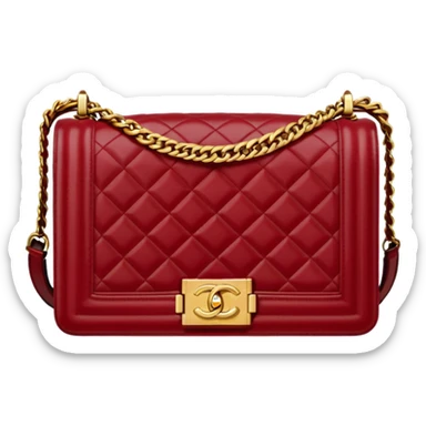 chanel le boy dark red bag gold hardware sticker