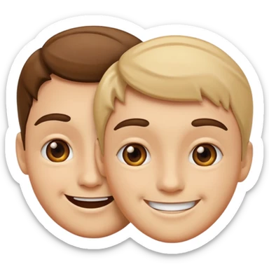 two faces talking, close up, friendly expression sticker