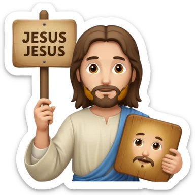 Jésus avec une pancarte dans ses mains dans ses mains sticker