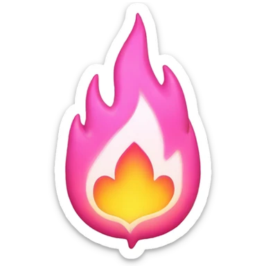 Pink flame with white heart sticker