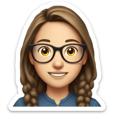 streamer girl that celebrate that she win. her aspect is: brunette hair, pro glasses  sticker