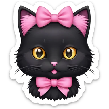 Black cat with a pink bow  sticker