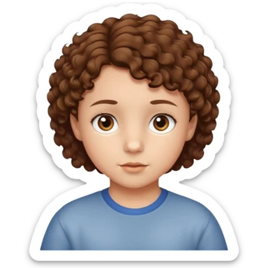 Child with short brown curly hear, brown eyes sticker