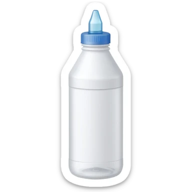 small upright plastic bottle with pointed cap or brush applicator, matte white or pale beige tones, slim slightly cylindrical shape, school or office use, tip with small bead of opaque liquid, no text or extras, apple emoji style, soft lighting, subtle shadows, transparent background, emoji scale sticker