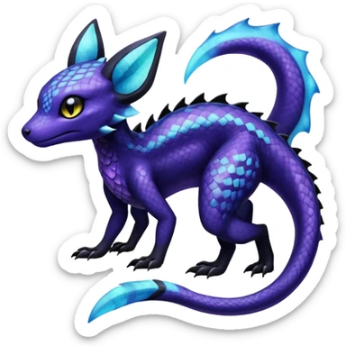 L Scaley Exotic Salandit-Aurorus-Umbreon-Fakémon-hybrid-creature (full body)  sticker