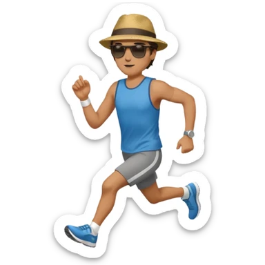 brunette man runs sticker