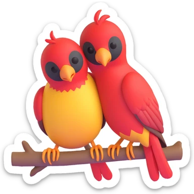 a weaver bird cuddling, microsoft style 3d fluent emoji sticker