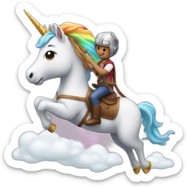 An airplane riding a unicorn sticker
