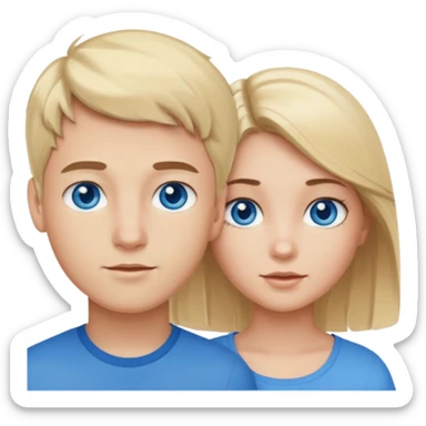 Couple blond boy bleu and the girl brunette hair and blue eyes  sticker