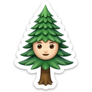 Memoji d'un petit sapin vert sylvestre.  sticker