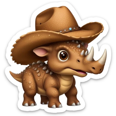 Triceratops in cowboy hat sticker