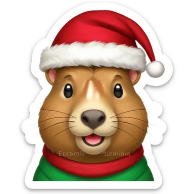 Capybara con gorrito de navidad sticker