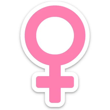 female gender symbol, flat pink, minimal emoji style, simple and bold, color icon style sticker