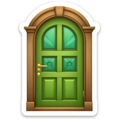 A green door emoji in the style of Apple emoji with a window. sticker