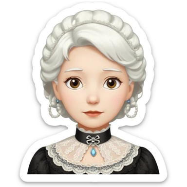 victorian lady face with white hair sticker