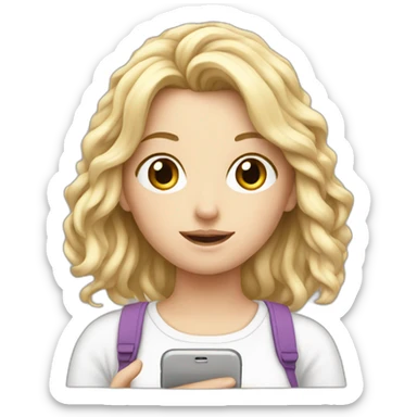 White Girl scrolling phone sticker