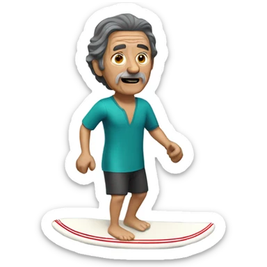 Dark haired old guy surfing in Mexico sticker