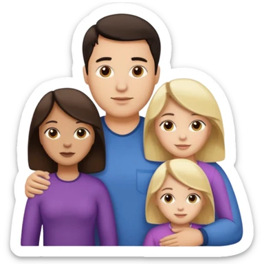 Familia de 4 personas : Hombre gordito pelo oscuro, Mujer pelo cafe, hija 1 pelo mono , hija 2 pelo oscuro. sticker