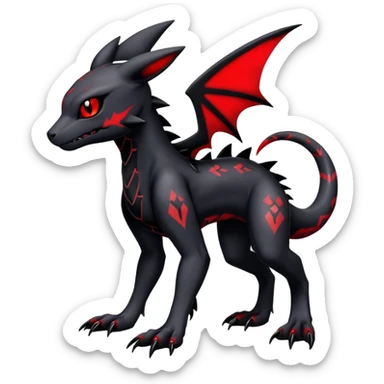 Gothic Edgy Badass Gloomy Cute Dark Guilmon-Salandit-Umbreon-Fakémon-hybrid-creature (full body)  sticker