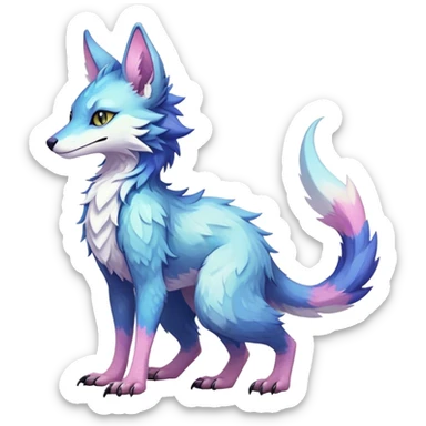Epic Feral Rare Fantasy shiny pastel Vernid-Sergal-Trico-species by LiLaiRa, random markings, tufted tail, tufted ears, full body sticker