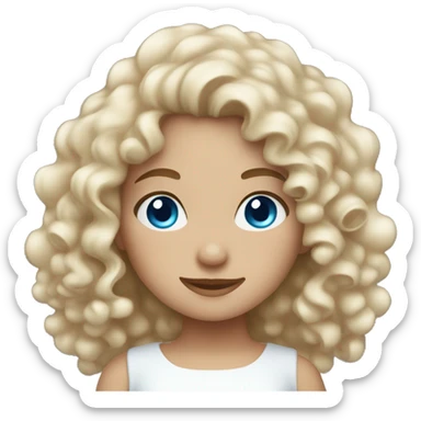 curly hair girl with blue eyes and white dress sticker