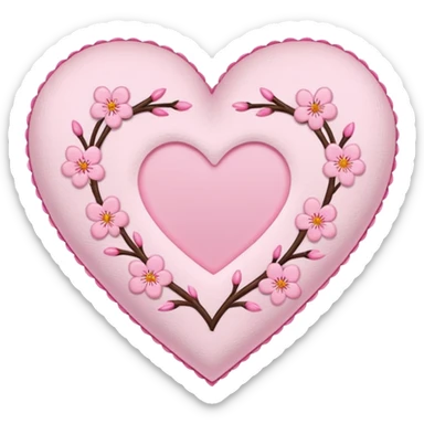 sakura heart with a stitched border sticker
