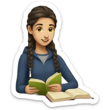 Armenian teenager reading book sticker