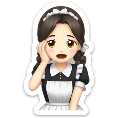 Maid anime girl crying sticker