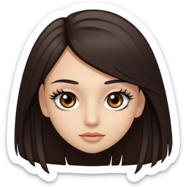 straight hair dark brown eyes and long lashes with and light  skin sticker