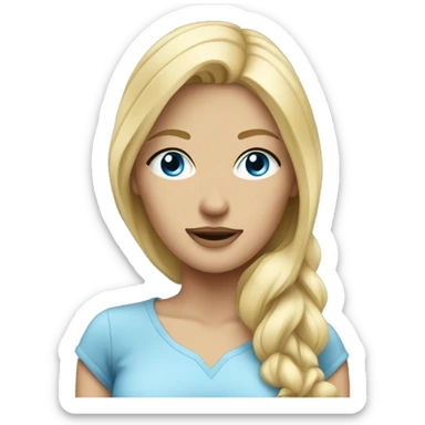 A tall slim blonde haired woman with blue eyes sticker