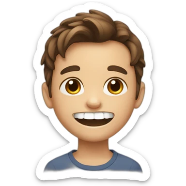 8 years old boy with brown hair and wide smile and loosing a tooth sticker